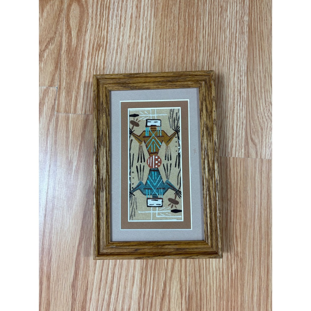 VTG Authentic Navajo Sandpainting Great Medicine Man by A. Chu Framed Indigenous